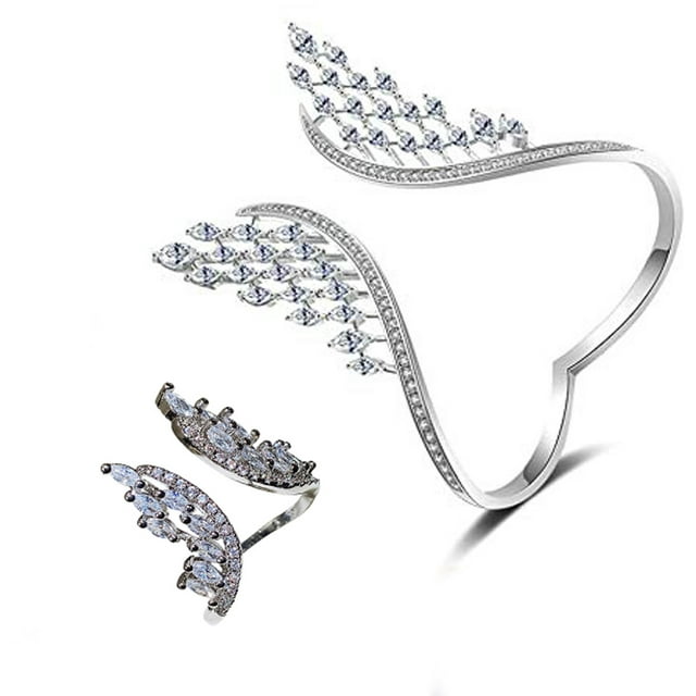 Anillos y pulseras, anillos/pulseras con plumas, regalos de joyería ajustables para mujer
