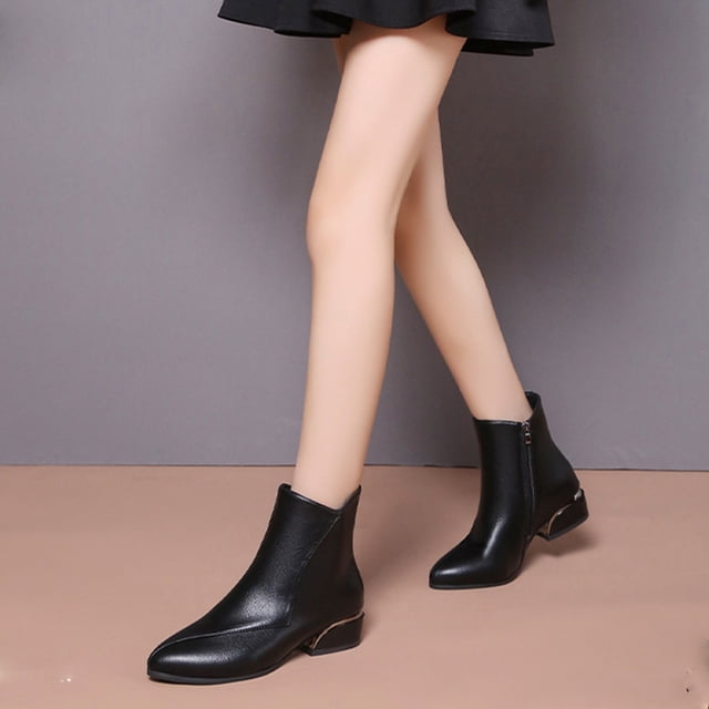 Styesk Bottes pour Femmes Chaussures Pointues Couleur Chaude Décontractée Rétro Talon Bas Couture Mode Ceinture Bottines Mi-Hauteur Bottes de Travail pour Femmes