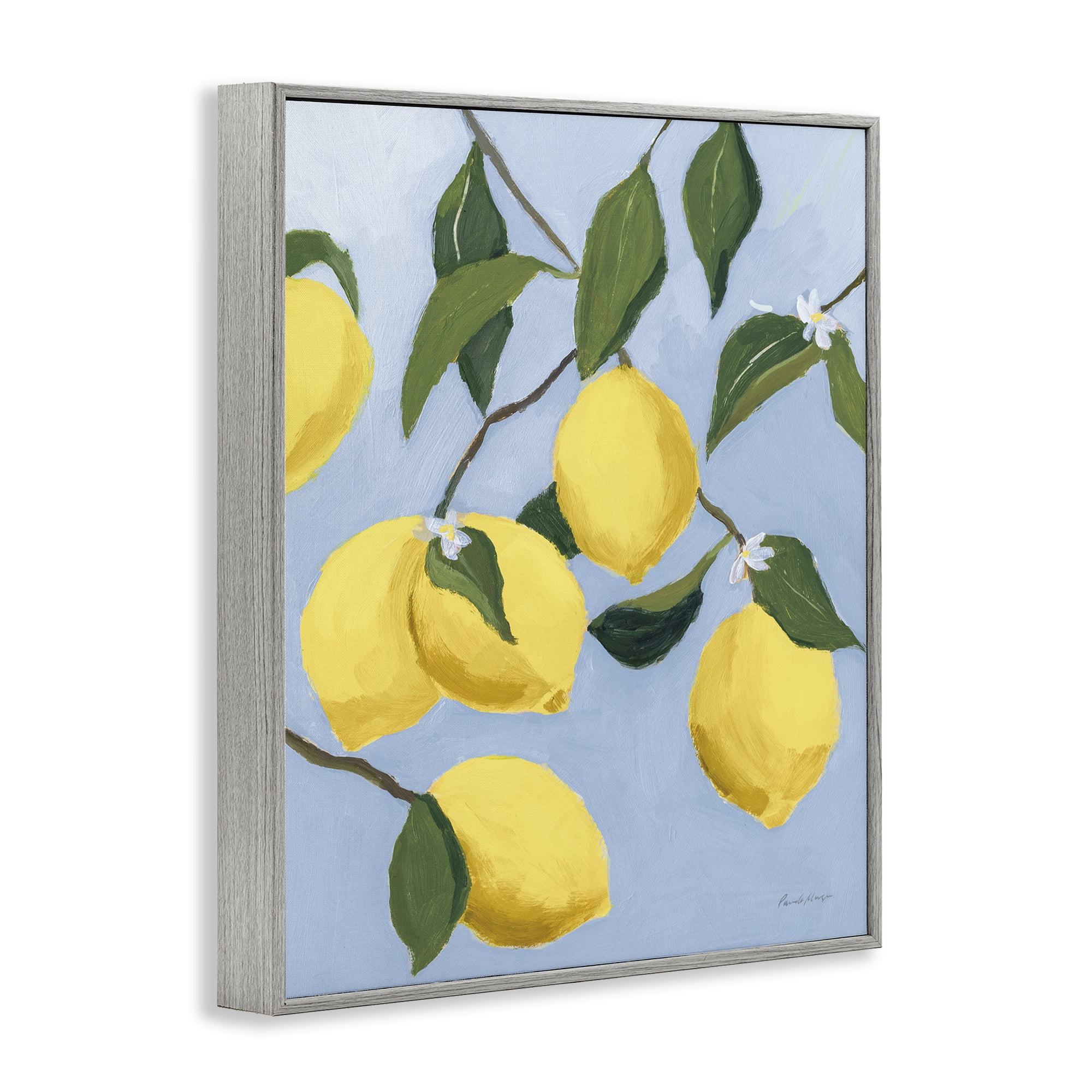 Stupell Industries Winding Lemon Tree Food & Beverage Painting Gray Framed Art Print Wall Art, 24 x 30