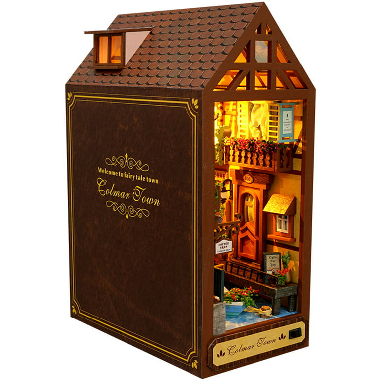 DIY Book Nook Kit，DIY House Kit，Model Build-Creativity Kit with LED  Light，Perfect Gift and Collectibles 