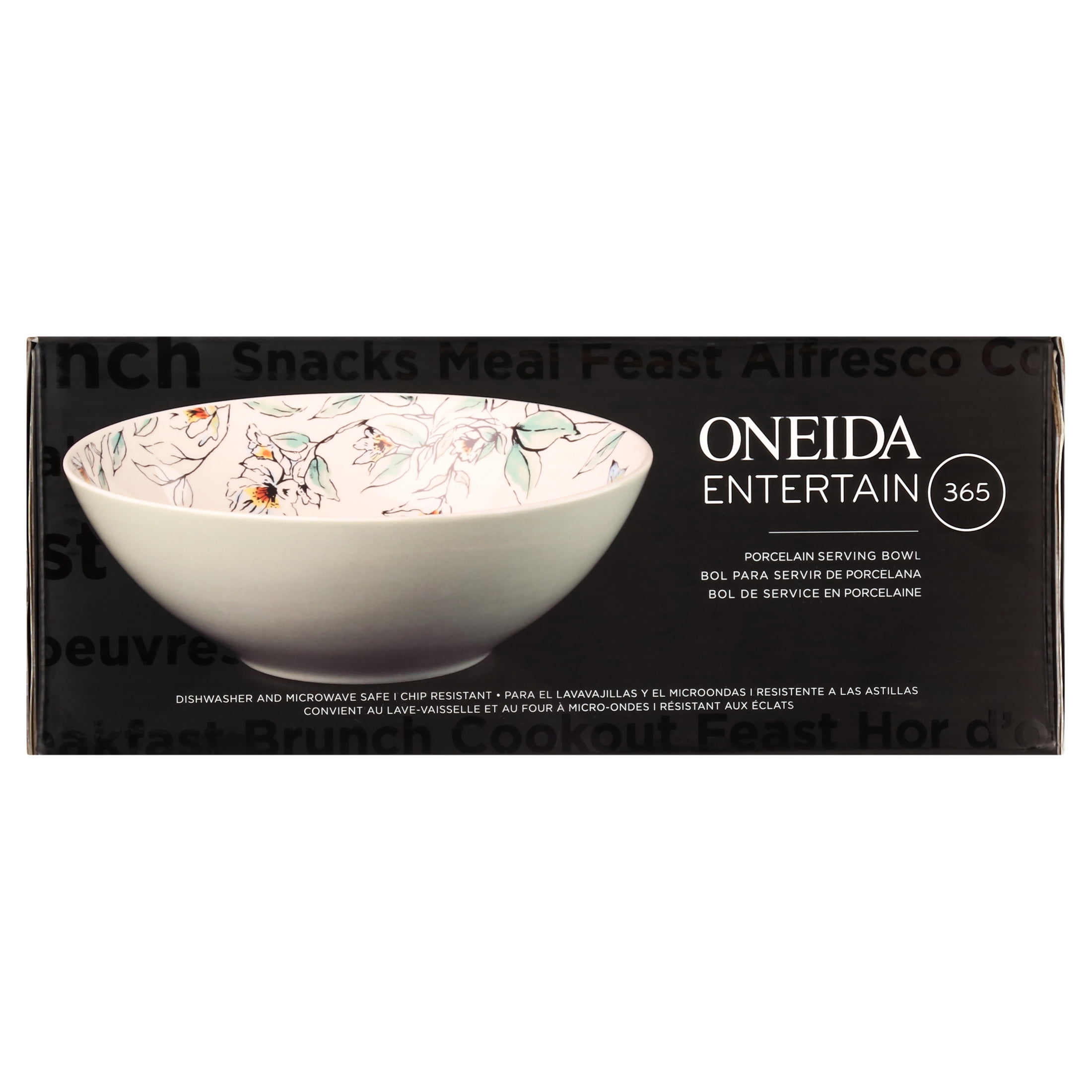 Oneida Entertain 365 64 oz Botanica Porcelain Serving Bowl