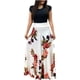 thumbnail image 2 of ICHUANYI Clearance Fashion Women Short Sleeve Floral Boho Printing Long Dress Ladies Casual Dress(White, S) ICHUANYI WER2023081004692, 2 of 6