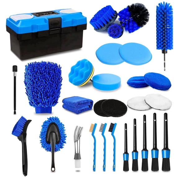 30Pcs Car Detailing Kit, Car Detailing Brush Set, Car Wash Cleaning Kit,Storage Box Set,Car Windshield Cleaning Tool,Car Wash Brush kit for Interior Exterior Wheels