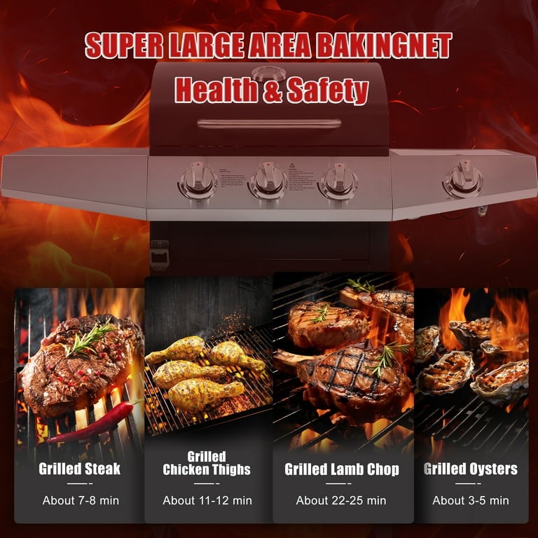 40000 BTU Gas Grill with Side Burner, Shinpt 3-Burner