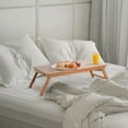thumbnail image 2 of HOMCOM Réglable en Bambou Bureau Portable Petit Déjeuner Pliable Servant Plateau de Lit avec Inclinable (28.3" L), 2 of 10