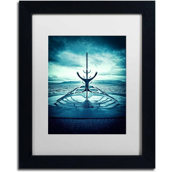 Trademark Fine Art 'Viking Ship' Canvas Art by Philippe Sainte-Laudy, White Matte, Black Frame