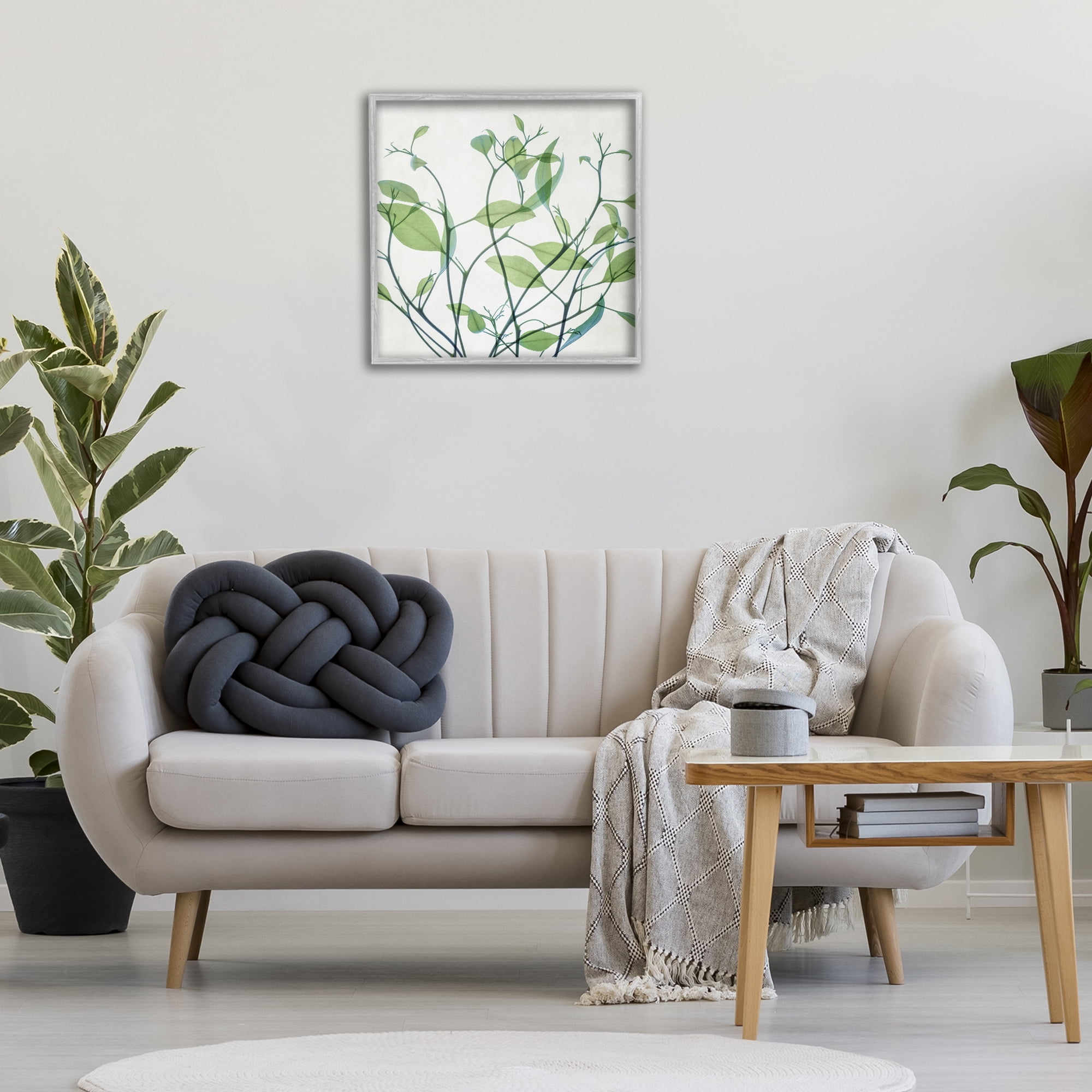 Stupell Industries Twisting Green Vines Botanical & Floral Painting Gray Framed Art Print Wall Art, 24 x 24