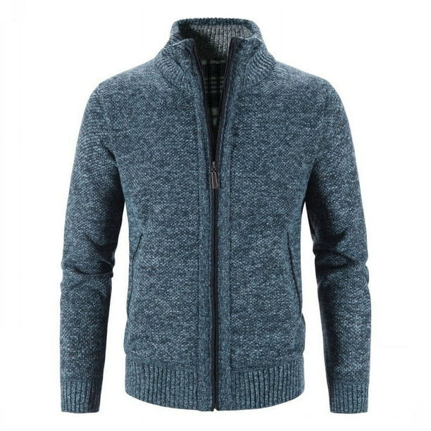 Suéter de otoño e invierno con relleno de terciopelo de gran tamaño, cárdigan de cuello alto, suéter casual coreano, abrigo para hombre