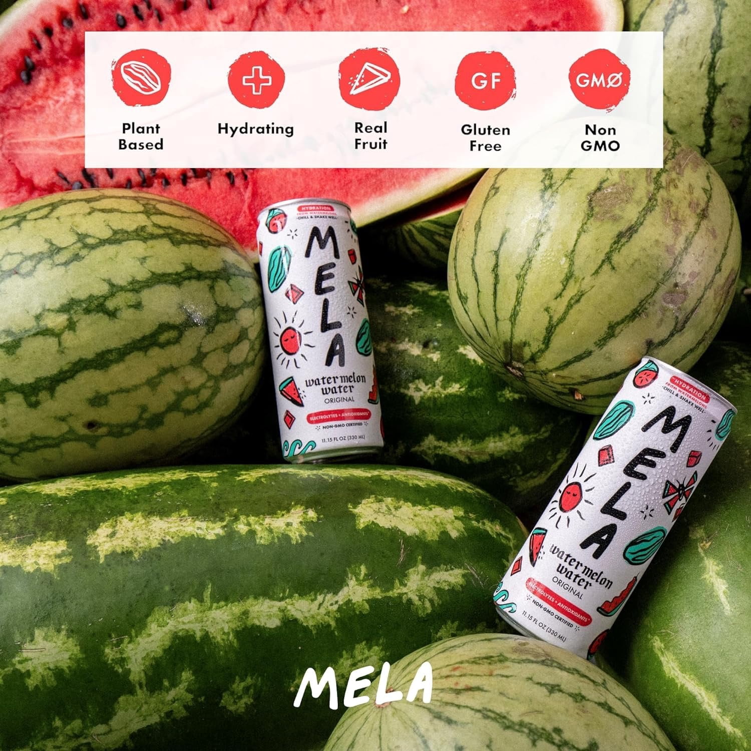 Mela Water Watermelon Juice Drink, Electrolytes & Antioxidants, Refreshing Hydration, Coconut Water Alternative, Vitamin C, Passionfruit, Smooth, 16.9 fl oz (Pack of 12)