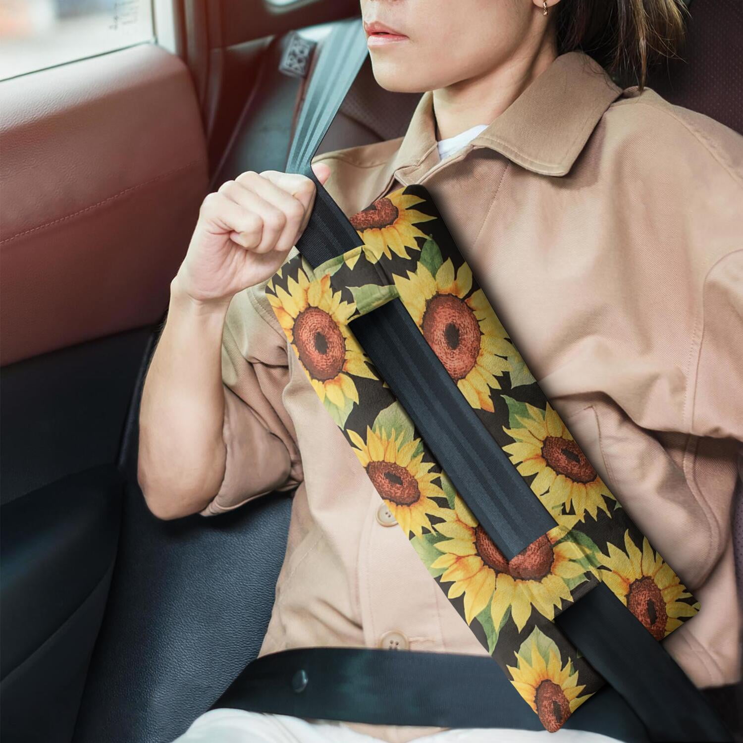 Country Sunflower Farm Theme Seatbelt Pillow Post-Surgery Comfort for Mastectomy & Heart Surgery Soft Floral Pressure Relief Pad