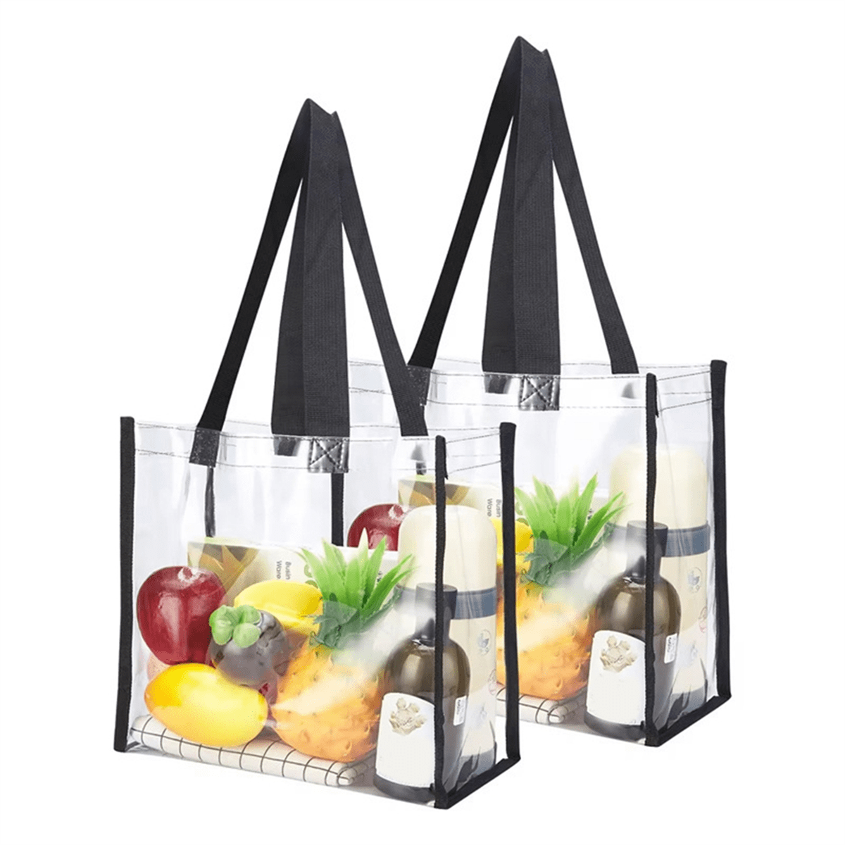 6Pack Clear Tote Bags Stadium Transparent PVC Shoulder Handbag for Women Through Plastic Tote Bags with Handles