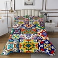 thumbnail image 1 of Colorful Mexican Style Twin Quilt Set,Retro Talavera Tile Bedding Set for Kids Adults Room Decor,Exotic Boho Bedspread Set Patchwork Floral Print Quilts Bed Set 2Pcs, 1 of 5