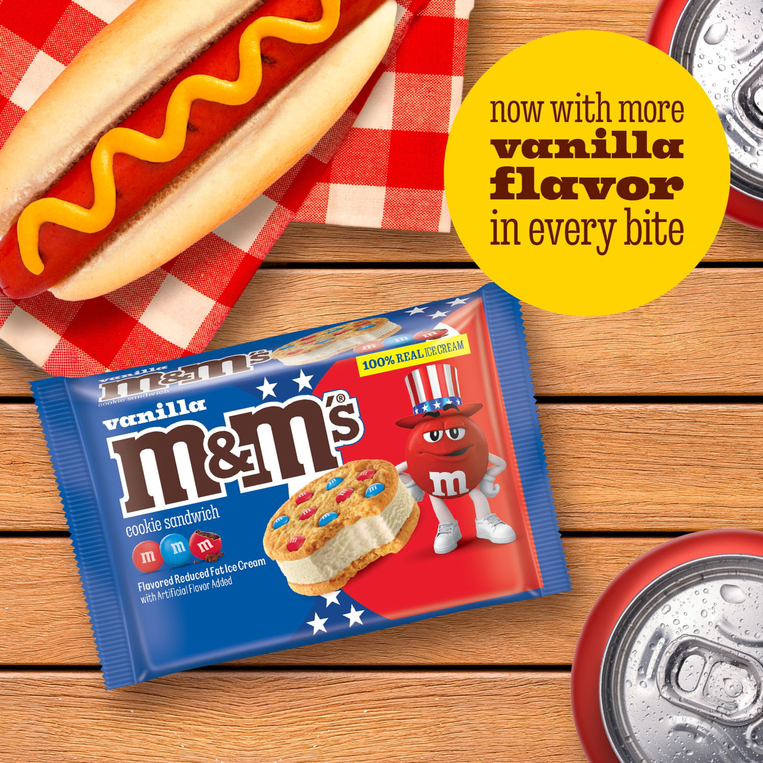 M&M's Vanilla Ice Cream Cookie Sandwiches, 16 fl oz, 4 Pack