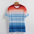 thumbnail image 3 of Colorful Gradient Stripes Womens Tops Women's Fashion Casual Short Sleeve Flower Print Round Neck Pullover Top Blouse, 3 of 6