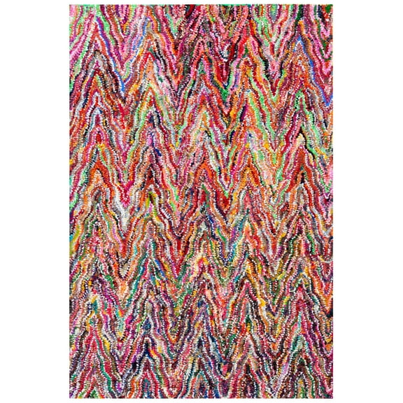 SAFAVIEH Nantucket Amrita Zigzag Stipes Cotton Area Rug, Multi, 5' x 7'6"