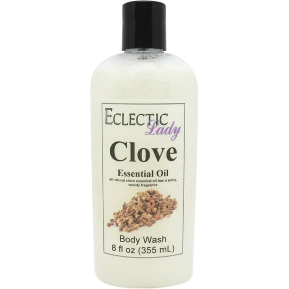 Clove Essential Oil Body Wash by Eclectic Lady, Liquid Shower Gel for Women and Men, 8 Ounces