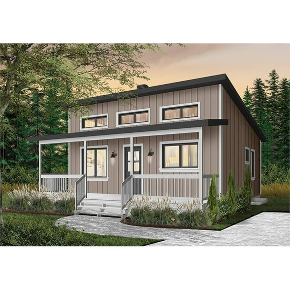 The House Designers: THD-1285 Builder-Ready Blueprints to Build a Tiny Modern Lake House Plan with Basement Foundation (5 Printed Sets)