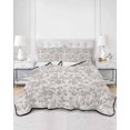 thumbnail image 3 of Farmhouse Flower King Size Down Alternative Comforter, Lightweight Comforter Quilt Bedding Set with Pillow Shams Botanical Vintage Grey Leaf Plant All Seasons Bed Comforter Duvet Insert 96"x106", 3 of 7