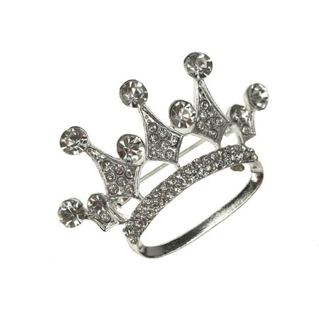 Rhinestone Bee Pin - Rhinestone King Crown Brooch Pin, Silver, 1-3/4-Inch