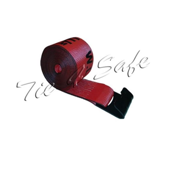 Tie 4 Safe TWS41-30M12N-R-2 4 in. x 30 ft. Winch Straps with Black Flat Hook, Red - 2 Piece