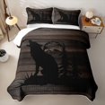 thumbnail image 2 of Erosebridal Silhouette Wolf Quilt King for Boys Men, Rustic Wood Plank Cabin King Coverlet Set, 3pcs, 2 of 7