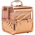 thumbnail image 2 of Ver Beauty VK005-85 Rose Gold Diamond Armored Acrylic 2-Tiers Extendable Trays Cosmetic Makeup Train Case with Mirror, 2 of 4
