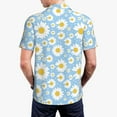 thumbnail image 3 of Balery Daisies Flowers Printed Men’s Short Sleeve Polo Shirt, Midweight Men's Shirt,Golf Polo shirts -Large, 3 of 8