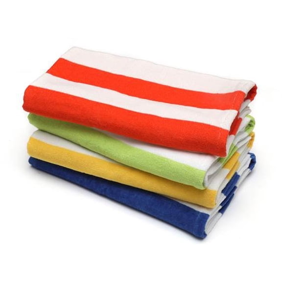 4-Pack Cabana Stripe Beach Towels, Standard Size, Assorted Colors, 28 in x 60 in