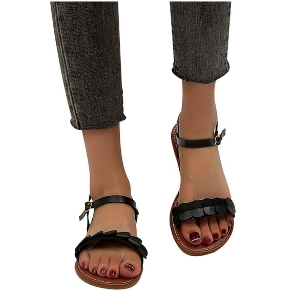 Juebong Sandals Flat Sandals for Women Girls Dressy 2024 Summer Cute Low Wedge Sandal Comfortable Open Toe Sandals Ladies Elegant Shoes