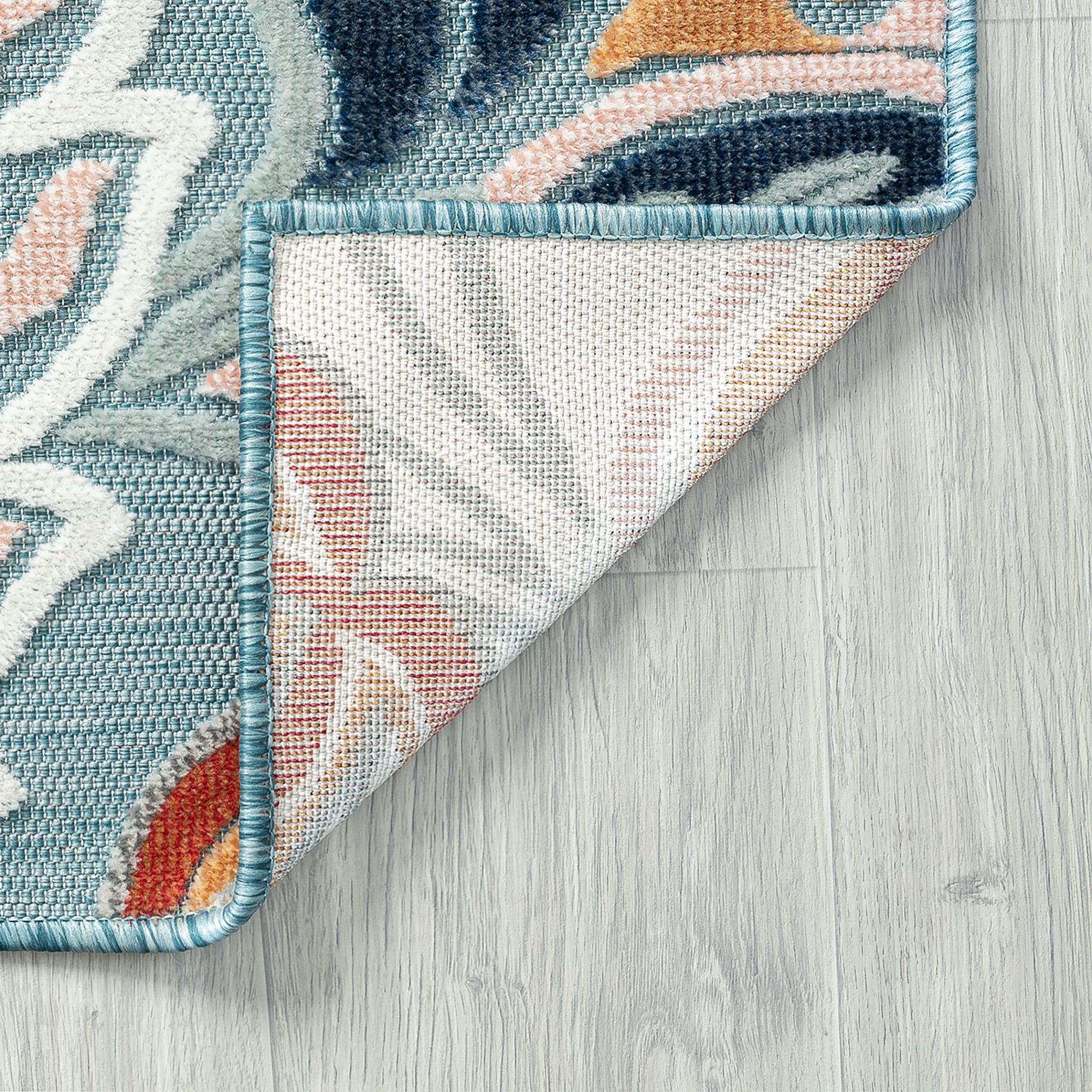 4x6 Water Resistant, Indoor Outdoor Rugs for Patios, Front Door Entry, Entryway, Deck, Porch, Balcony | Outside Area Rug for Patio | Aqua, Floral | Size: 3'10'' x 5'3''