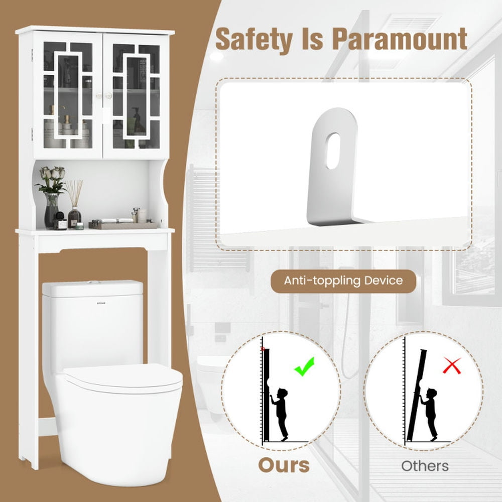 Finihen Toilet Storage Cabinet, Bathroom Cabinet Organizer, Bathroom Spacesaver Over the Toilet Door Storage Cabinet, for Bathroom, White