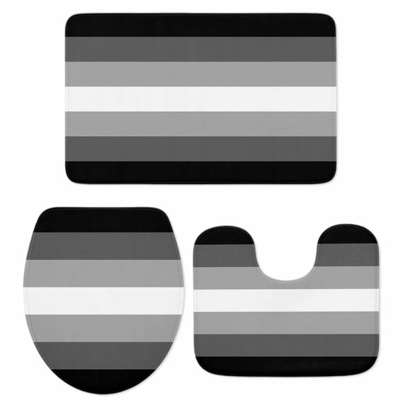 Black White Ombre Bath Mat 3 Piece Bathroom Rug Set, Gradient Black Woods Farmhouse Non Slip Bath Rug Contour Mat and Toilet Lid Cover, Absorbent Shower Mats Soft Bath Rugs and Mats Sets
