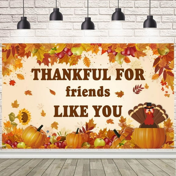 Thanksgiving Fall Happy Friendsgiving Backdrop Thankful for Friends Like You Photography Background Brown Wooden Happy Thanksgiving Give Thanks Harvest Party Decorations Banner Photo Booth Props