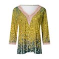 thumbnail image 4 of ICHUANYI Clearance Fashion Women's Summer V-Neck 3/4 Sleeve Lace Print Casual T-shirt Blouse(Green, XXL) ICHUANYI WER2023081110141, 4 of 5