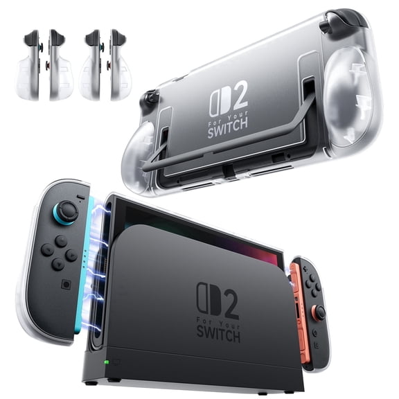 JSAUX Protective Case for Nintendo Switch 2, Detachable Joy-Con Covers with Kickstand Cutout, Includes Large and Small Grip Set-PC0117