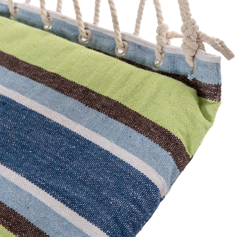 JUNELILY Colored Striped Hammock Leisure Chair for Indoors & Outdoors (Blue & Green Stripes) - image 4 of 7
