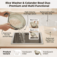 thumbnail image 4 of Multifunctional Fruit and Rice Washing Bowl,Aesthetic Multifunctional Rice Strainer with Handle Aesthetic Strainer with Handle,Kitchen Colander for Vegetables Rice Pasta and Cheese, 4 of 5