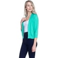 thumbnail image 3 of Cielo 1985 Women's Open Bolero Cardigan Sweater - cropped 3/4 sleeves lightweight - By The Simply Fashion green L, 3 of 6