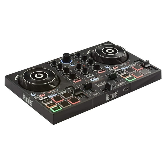 Hercules DJControl Inpulse 200 – Controlador DJ con USB, ideal para principiantes aprendiendo a mezclar - 2 pistas con 8 pads y tarjeta de sonido - Software y tutoriales incluidos