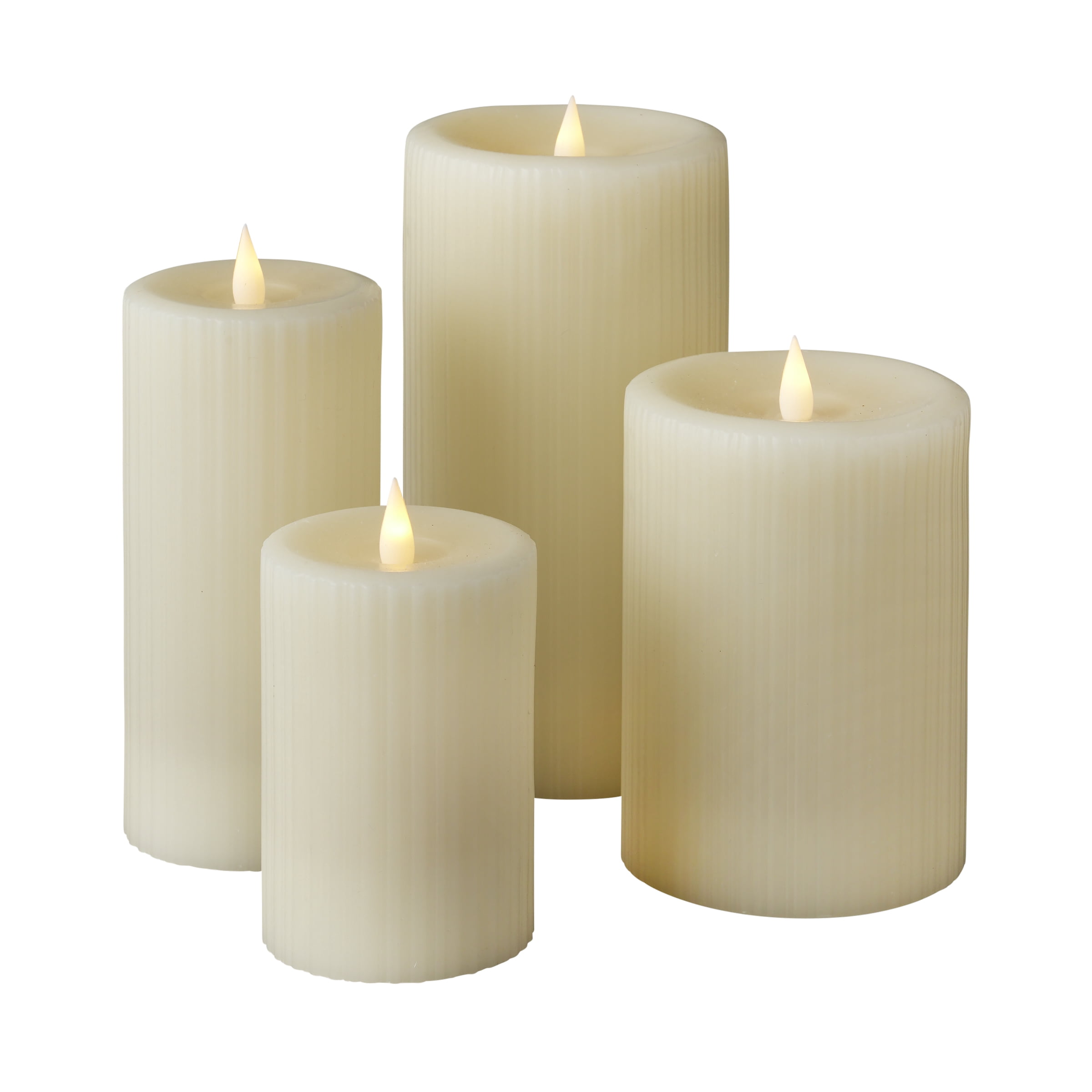 Fine Ribbed Motion Flameless Candle 3x7 Ivory