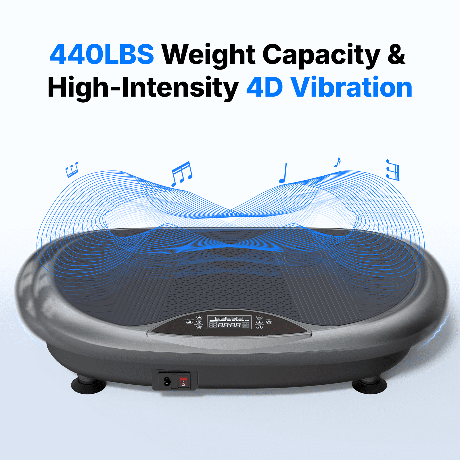 MERACH 4D Vibration Plate Exercise Machine, 120 Speed Levels, 440W Motor, Full-Body Vibration Platform with Bluetooth Speaker, LED Lights, Resistance Bands, 440 lb Capacity