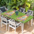 thumbnail image 2 of Green Happy Easter Table Cloths for 4 Foot Rectangle Tables, Spring Easter Eggs Floral Plaid Patio Waterproof Elastic Fitted Tablecloths, Washable Rectangular Table Cover for Camping, 2 of 8
