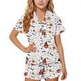 thumbnail image 3 of XUNKUSGA Halloween Pajamas Set for Girls Cute Pumpkin Print 2 Piece Pjs Set for Kids Lightweight Casual Loose Short Sleeve Button Down Sleepwear Sets 11-12 Years, 3 of 8