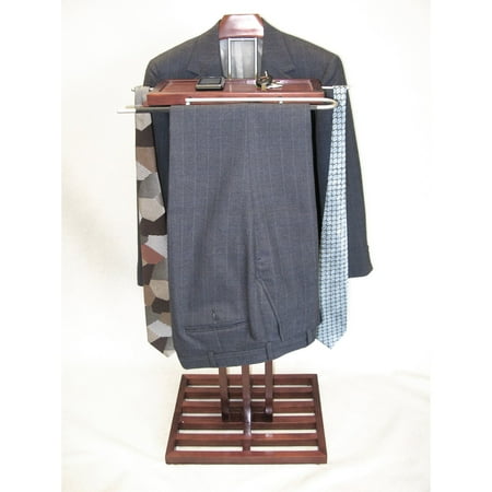 Vl16220 Kyoto Valet, Solid Wood In Mahogany Color, Satin Nickel Hardware.