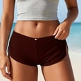 thumbnail image 2 of Cute Micro Pajamas Shorts for Women Low Rise Side Slit Ruched Lounge Shorts Pj Bottoms Coffee S(S), 2 of 6