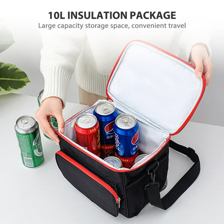 HomChum Refrigerated Lunch Dinner Box Tote Bag Mesh Pockets Insulated Lunch Box for Men Women Kids for Travel Work Picnic Camping Large Black Walmart