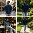 thumbnail image 5 of Men's Corduroy Crew Neck Short Sleeve T-Shirt, Loose Fit Casual Summer Textured Top, Fashion Streetwear M, 5 of 6