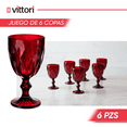 thumbnail image 4 of Copas Vidrio Vino Tinto Agua Cristal Labrado Color Rojo 245ml Vittori  Juego de 6 Piezas, 4 of 8