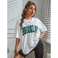 thumbnail image 4 of Camiseta con estampado de BROOKLYN para hombre y mujer, moda de verano, camisetas informales europeas y americanas para mujer, camiseta de gran tamaño, 4 of 5