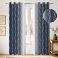 thumbnail image 4 of Ombre Navy Wave Pattern Blackout Curtains,2 Panels Set,42x63 Inch,Thermal Insulated Grommet Top Window Drapes, 4 of 7